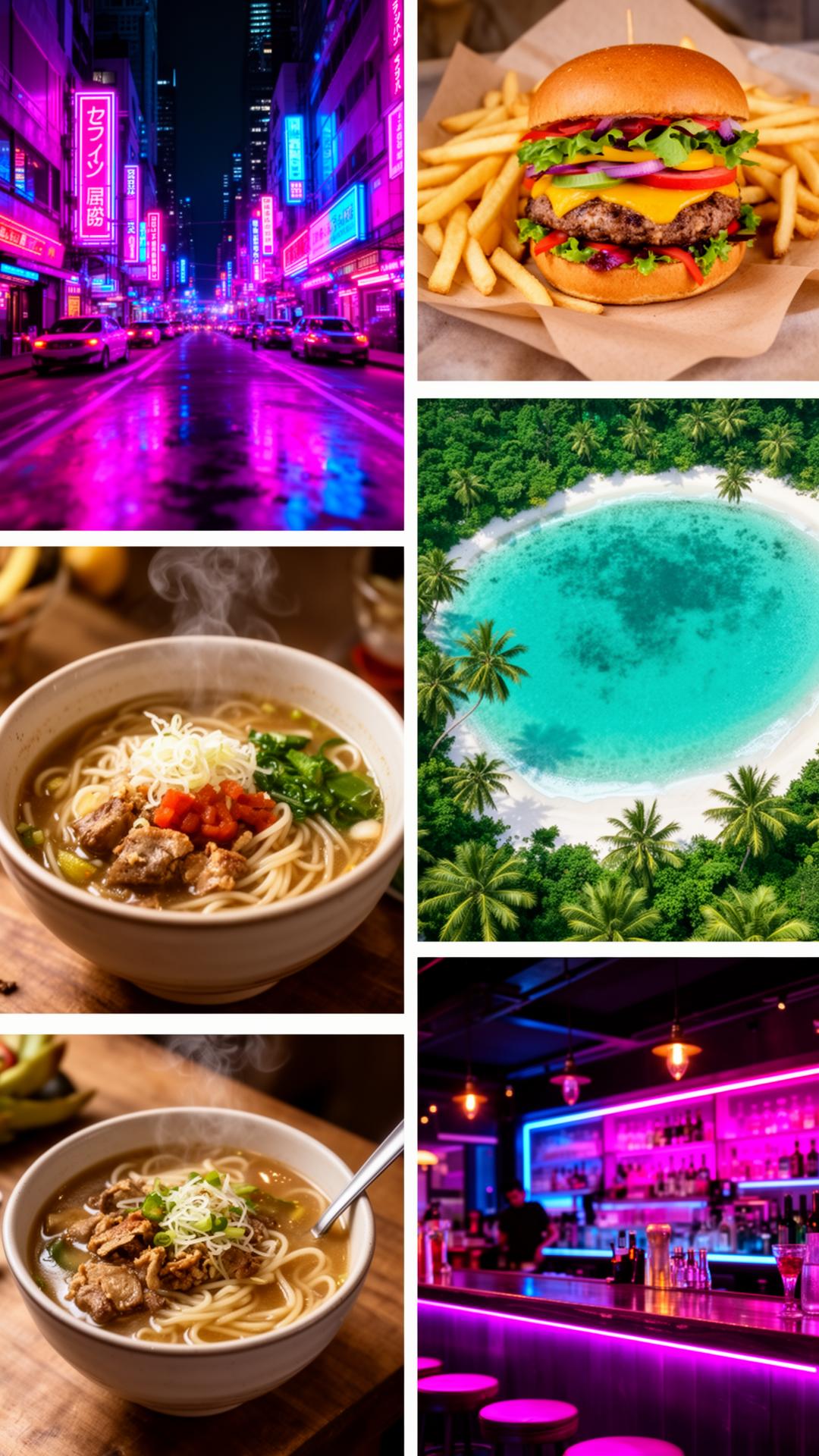 Viral food and travel content collage